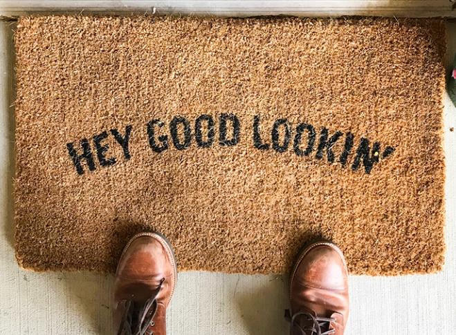 Imitat einer Kokospalmen-Fu&szlig;matte mit Bild