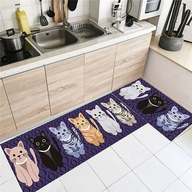 2 Sätze maschinenwaschbarer Küchenteppich, nicht rutscher/rutscher Küche Laufteppich und Bodenmatte, superabsorbierende weiche vertikale Matte für Küche, Waschbecken und Wäscherei,